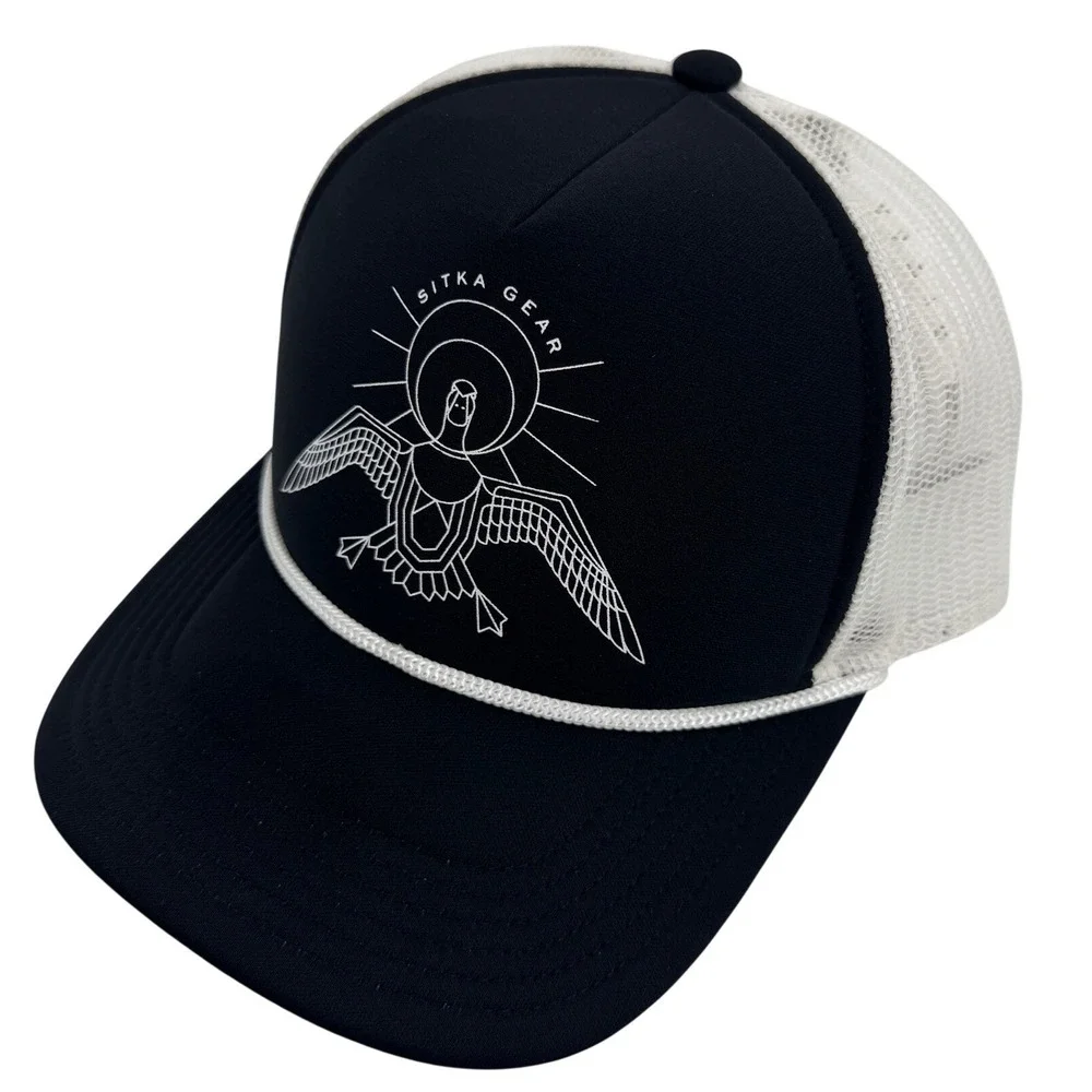 Sitka Gear Hi-Pro Trucker Hat Mens Black White Goose Graphic Snapback Cap 600519